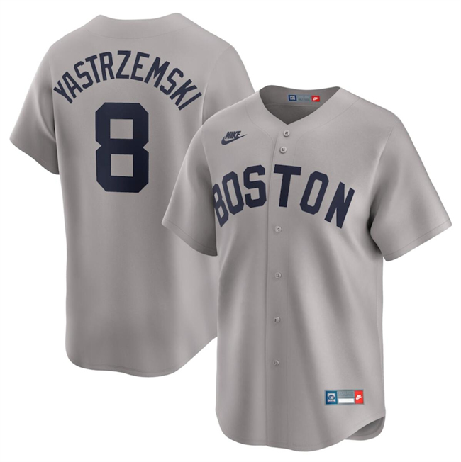 Men's Boston Red Sox #8 Carl Yastrzemski Gray Cooperstown Collection Limited Stitched Baseball Jersey